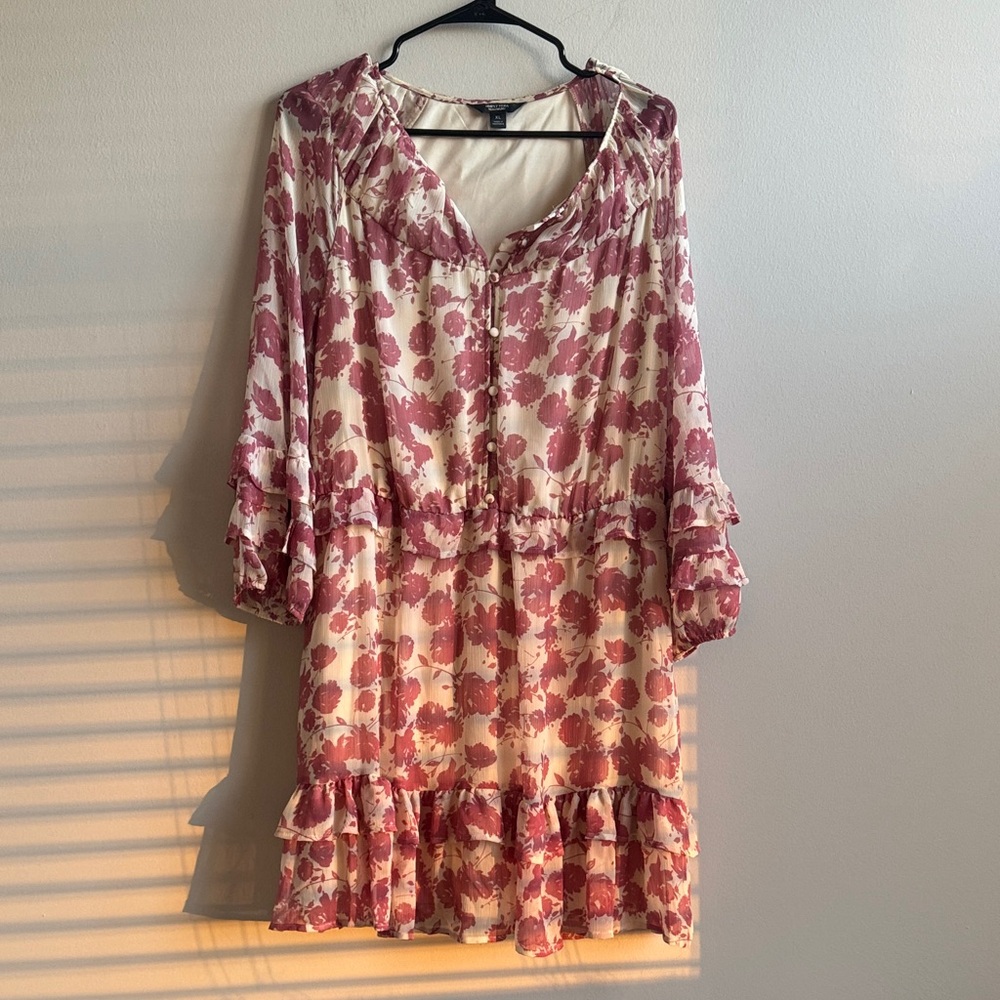 Simply Vera Vera Wang Floral Mini Dress - Pink and Cream